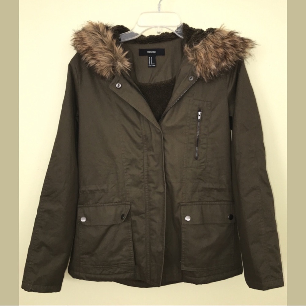 Forever 21 green winter jacket juniors women new